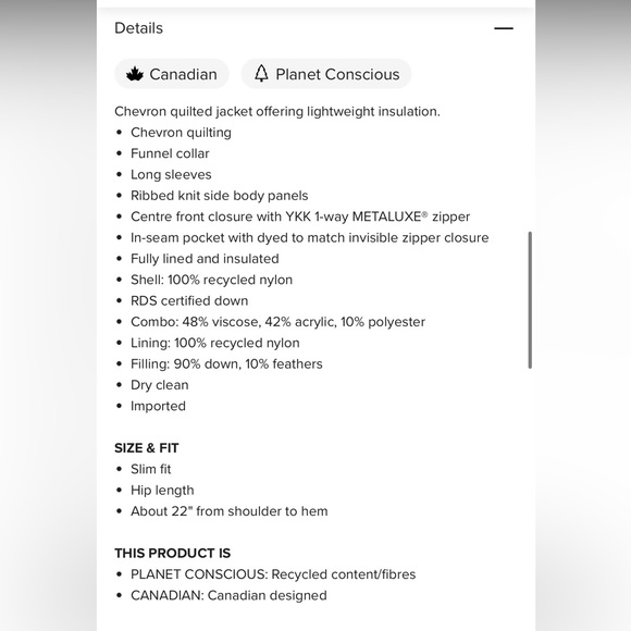 Soia & Kyo Andria Light Down Jacket in Beige Chevron Quilted Canadian High End - Picture 5 of 5